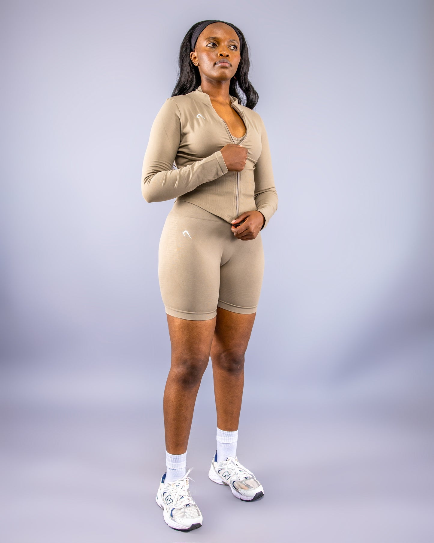 Short Legging, Sports bra and Long Sleeve Top Set