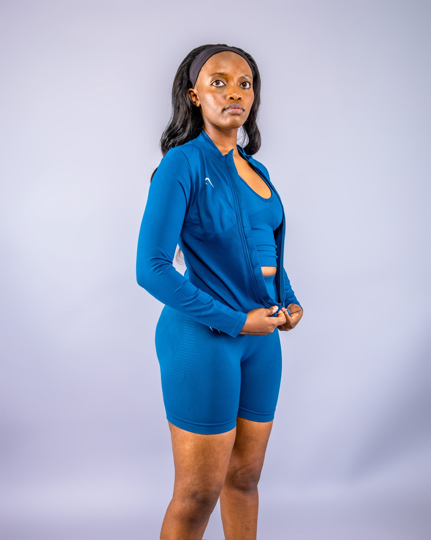 Short Legging, Sports Bra and Long Sleeve Top Set